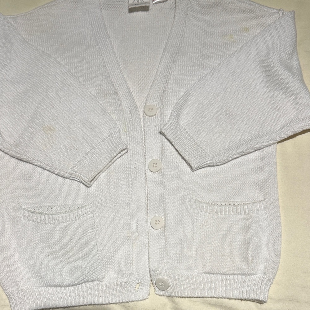 Zara White Cotton Knit Sweater